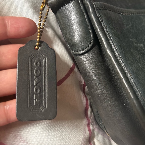 Coach Black Leather Shoulder Bag with Gold Accents - Picture 9 of 13